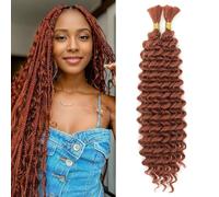 FLWAI Deep Wave Bulk Hair for Braiding 18inch No Weft Boho Braids and Wavy Braiding Hair Women Deep Wave Curly Braiding Hair Extensions (350#, 18inch（1pack）)