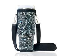 FLWVOG 40 oz Stanley Cup Bag, Water Bottle Holder Pouch with Adjustable Strap Tumbler Carrier for Stanley Cup Accessories Stanley Backpack for Cup (Black)