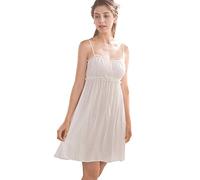 Flwydran Womens Sleepwear Nightgown,Spaghetti Strap Nightdress Cotton Sleeveless Victorian Nightshirt White