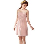 Flwydran Womens Sleepwear Nightgown,Spaghetti Strap Nightdress Cotton Sleeveless Victorian Nightshirt Pink