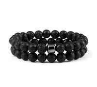 FLXHHX 2pcs/set natural stone beaded bracelet tiger eye stone black lava beads bangles handmade lover yoga balance gifts