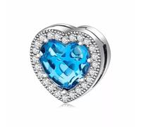 FLXHHX Blue Love Heart Clip Charm Genuine 925 Sterling Silver Compatible With Reflexions Bracelet Reflections