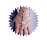 FLXHHX Bracelet Hand Chain For Women Layered Colourful Evil Eyes Finger Ring Bracelet Gothic Slave Bracelet Hand Harness Personality Demon Eyes Finger Chain Bracelet Jewellery For Girls