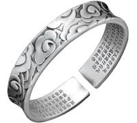 FLXHHX lotus auspicious cloud heart sutra carved handmade width bangles for men gift