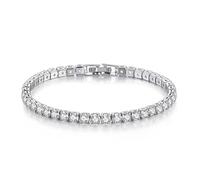 FLXHHX Silver 925 Jewelry 4MM 0.3ct Round Cut Real Moissanite Bracelets for Women Men Engagement Jewelry