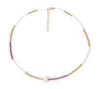 FLXHHX Trend Chain Jewellery Natural Stone Small Blue Evil Eye Pendant s Seed Beads Pearl Charm For Women Men