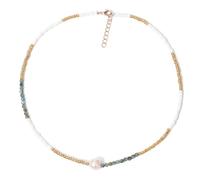 FLXHHX Trend Chain Jewellery Natural Stone Small Blue Evil Eye Pendant s Seed Beads Pearl Charm For Women Men