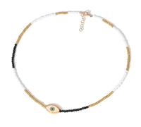 FLXHHX Trend Chain Jewellery Natural Stone Small Blue Evil Eye Pendant s Seed Beads Pearl Charm For Women Men