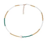 FLXHHX Trend Chain Jewellery Natural Stone Small Blue Evil Eye Pendant s Seed Beads Pearl Charm For Women Men