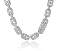 FLXHSA Accessories Solid Thick Miami Chain for Men, Width 15mm Big Hip Hop Mens Link Chain, Sparkling Iced Out,