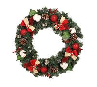 FLXHSA Artificial Christmas Wreath Front Door Wreath Fake Fall Winter Wreaths for Front Door Indoor Home Fireplace Christmas Wedding Decor,50cm
