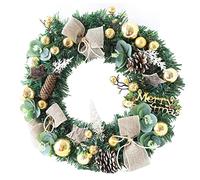 FLXHSA Artificial Wreath, Artificial Wreath Christmas Balls Wreath 40cm/15.7in Christmas Front Door Wreath with Christmas Balls and Jupiter Stars, Etc Xmas Wreath Decorative Wreath for Front Door