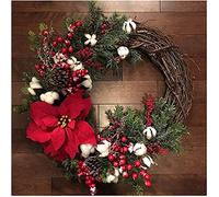FLXHSA Autumn Wreath Christmas Simulation Wreath Artificial Wreath Christmas Wreath Wedding Hanging Window Decoration Celebration Party Decoration (Color: Scotland)