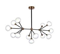 FLXHSA Black G9 Mid Century Ceiling Light Fixture, In The Magic Bean Light,During Light For Kitchen Dining Living Room Bedroom,6 Lights Sputnik Chandelier-Black and gold bronze 13