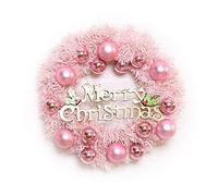 FLXHSA Christmas Wreath Christmas Wreath with Pink Hanging Decor Merry Christmas Door Wall Garland for Xmas Party Ornament Decors Xmas Wreath Christmas Wreaths for Front Door,Green，Pink,50cm