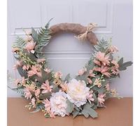 FLXHSA Christmas Wreaths for Front Door Artificial Dahlia Flowers Peony Wreath for Front Door Farmhouse Wreath for All Seasons Christmas Wedding Half Coverage,A4