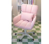 FLXHSA Computer Chair Cute Vanity Chair with Back for Makeup Room,Velvet Fluffy Desk Chair Cozy Office Chair with Wheels(Pink 2 42x42x80cm(16x16x31inch))