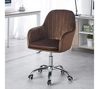 FLXHSA Computer Chair Velvet Office Chair,Task Chair for Living Study Bedroom,Adjustable Lifting Swivel Accent Chair(Brown 59x46cm(23x18inch))