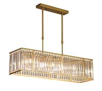 FLXHSA Contemporary For Living Room Dining Room Pool Table Light Kitchen Island Lighting,E14 Minimalist Crystal Restaurant Chandelier,③-Light Crystal Chandelier-Gold and crystal 55cm