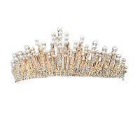 FLXHSA Crystal Wedding Crown Vintage Multilayer Crystal Pearl Tiara Crown，Wedding Hair Accessories Bridal Party Jewelry Big Headbands Bride Headpieces