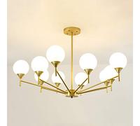 FLXHSA E27 Nordic Magic Bean Chandelier,Living Room Dining Room Bedroom, Molecular Glass Chandelier-Gold. 10 head
