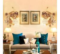 FLXHSA European Style Crystal Wall Light, Retro Multi Color Hand Painted Lamp(Gold)