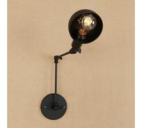 FLXHSA Industrial Retro Bedside Light Telescopic Adjustable Long Swing Arm Wall Lamps Old-Fashioned Black Wrought Iron Sconces Lights for Loft Barn Farmhouse(40+20cm)