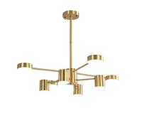 FLXHSA Living Room,Dining Room,Cloakroom,Suitable For Bedroom,LED Full Copper Molecular Multi-head Chandelier,Post- Light Luxury Style Dimmable Lamps,Minimalist Lamp-Copper 4 plus 4 head