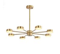 FLXHSA Living Room,Dining Room,Cloakroom,Suitable For Bedroom,LED Full Copper Molecular Multi-head Chandelier,Post- Light Luxury Style Dimmable Lamps,Minimalist Lamp-Copper 8 head