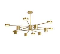 FLXHSA Living Room,Dining Room,Cloakroom,Suitable For Bedroom,LED Full Copper Molecular Multi-head Chandelier,Post- Light Luxury Style Dimmable Lamps,Minimalist Lamp-Copper 6 plus 6 head