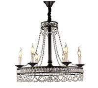 FLXHSA Luxurious Ceiling During Lighting,Retro Crystal Chandelier,Iron Black K9 Crystal Chandelier,Luxury Crystal Lamp,Industrial Island Hanging Light Decorative Lighting Fixtures-Black. 6 head