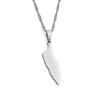 FLXHSA Men'S Map - Aruba Map Pendant Thin Chain Jewelry For Caribbean Sea Regional Islands Unisex Map Jewelry Glossy Country Alphabet Pendant ui