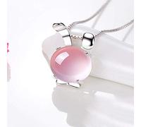 FLXHSA Necklaces for Women Girls Constellation Necklace Year Of The Rabbit Clavicle Chain Pink Crystal Pendant Necklace Jewelry, Birthday Gifts For Women, 18" Choker Necklaces Household