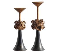 FLXHSA Pillar Candle Holders,Candlestick Vintage Iron Stands for Wedding Table Certerpieces Dinner Party,Set of Two. Candles NOT Included