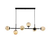 FLXHSA Postmodern Concise Molecular,LED Nordic Strip Gypsophila,Dining Room Bar Dining Room Lighting-Black long plate warm light 100 * 120cm