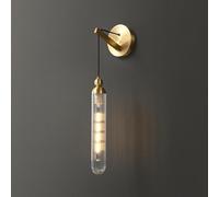 FLXHSA Q Nordic Circular Shape Indoor Wall Lamps All Copper Glass Light Source for Background Bedroom(Gray)