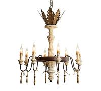 FLXHSA Solid Wood,Clothing Store Villa Engineering Wooden Lighting,Nordic Old Wooden,E14 American Country Retro -Vintage rust color 8