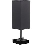 FLXHSA Style Bedside Light Creative Fabric Iron Table Lamp Suitable For Writing Desk Office Standlamp Knob Switch -in Model Multi-function With 2 AC Outlets Conference Room Fixture(