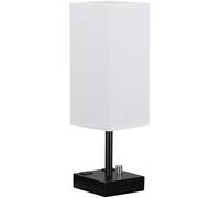 FLXHSA Style Bedside Light Creative Fabric Iron Table Lamp Suitable For Writing Desk Office Standlamp Knob Switch -in Model Multi-function With 2 AC Outlets Conference Room Fixture(