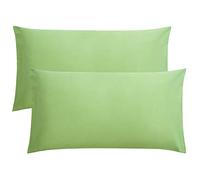 FLXXIE 2 Pack 100% Brushed 1800 Microfiber Plain King Pillowcases, Wrinkle and Stain Resistant, Soft and Cozy Envelope Closure Bed Pillow Cases, Sage Green, 50x90 cm