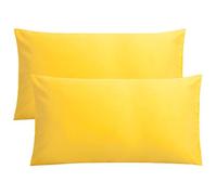 FLXXIE 2 Pack 100% Brushed 1800 Microfiber Plain King Pillowcases, Wrinkle and Stain Resistant, Soft and Cozy Envelope Closure Bed Pillow Cases, Yellow, 50x90 cm
