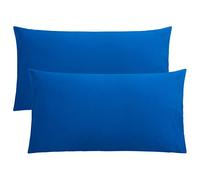 FLXXIE 2 Pack 100% Brushed 1800 Microfiber Plain King Pillowcases, Wrinkle and Stain Resistant, Soft and Cozy Envelope Closure Bed Pillow Cases, Cobalt Blue, 50x90 cm