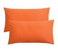 FLXXIE 2 Pack 100% Brushed 1800 Microfiber Plain King Pillowcases, Wrinkle and Stain Resistant, Soft and Cozy Envelope Closure Bed Pillow Cases, Orange, 50x90 cm