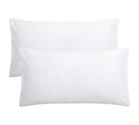 FLXXIE 2 Pack 100% Brushed 1800 Microfiber Plain King Pillowcases, Wrinkle and Stain Resistant, Soft and Cozy Envelope Closure Bed Pillow Cases, White, 50x90 cm