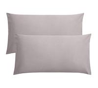 FLXXIE 2 Pack 100% Brushed 1800 Microfiber Plain King Pillowcases, Wrinkle and Stain Resistant, Soft and Cozy Envelope Closure Bed Pillow Cases, Smoke Grey, 50x90 cm