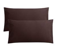 FLXXIE 2 Pack 100% Brushed 1800 Microfiber Plain King Pillowcases, Wrinkle and Stain Resistant, Soft and Cozy Envelope Closure Bed Pillow Cases, Dark Brown, 50x90 cm