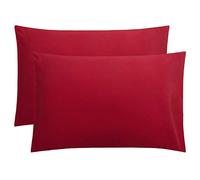FLXXIE 2 Pack 100% Brushed 1800 Microfiber Plain Queen Pillowcases, Wrinkle and Stain Resistant, Soft and Cozy Envelope Closure Bed Pillow Cases, Wine Red, 50x75 cm