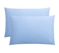 FLXXIE 2 Pack 100% Brushed 1800 Microfiber Plain Queen Pillowcases, Wrinkle and Stain Resistant, Soft and Cozy Envelope Closure Bed Pillow Cases, Pale Blue, 50x75 cm