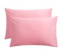 FLXXIE 2 Pack 100% Brushed 1800 Microfiber Plain Queen Pillowcases, Wrinkle and Stain Resistant, Soft and Cozy Envelope Closure Bed Pillow Cases, Pink, 50x75 cm