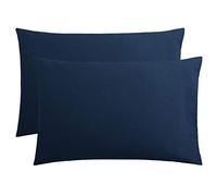 FLXXIE 2 Pack 100% Brushed 1800 Microfiber Plain Queen Pillowcases, Wrinkle and Stain Resistant, Soft and Cozy Envelope Closure Bed Pillow Cases, Navy, 50x75 cm